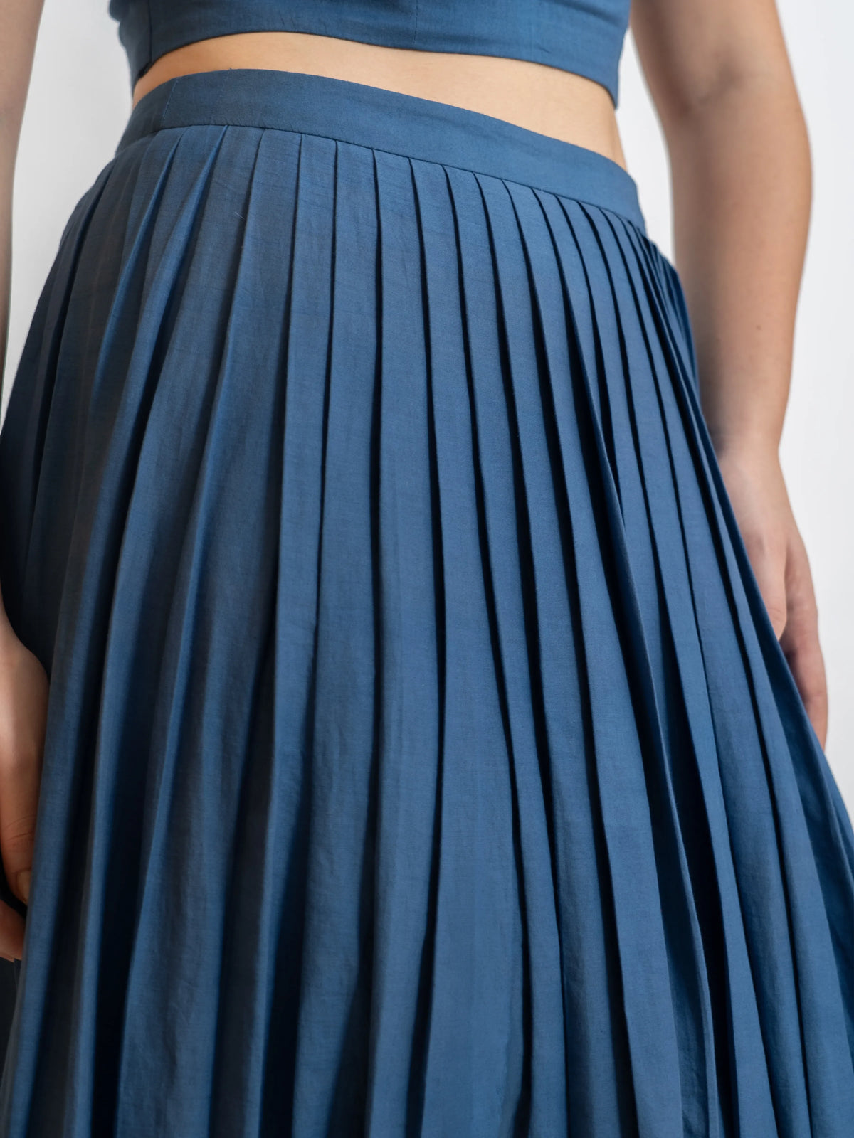 Blue Pleated Skirt