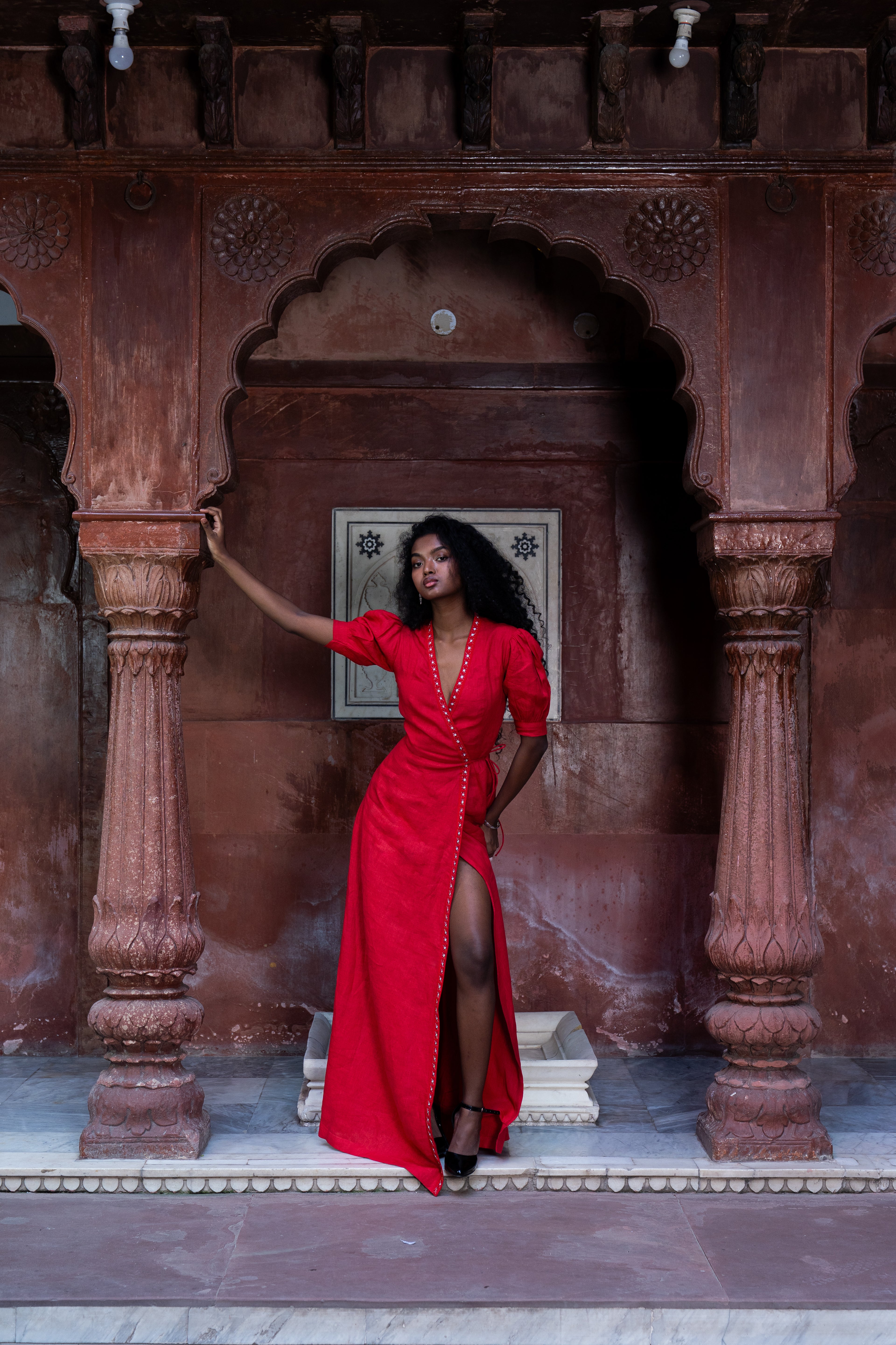 Rising Red Angrakha Dress