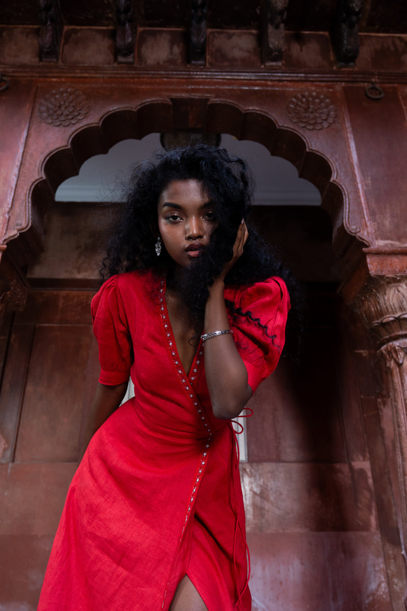 Rising Red Angrakha Dress