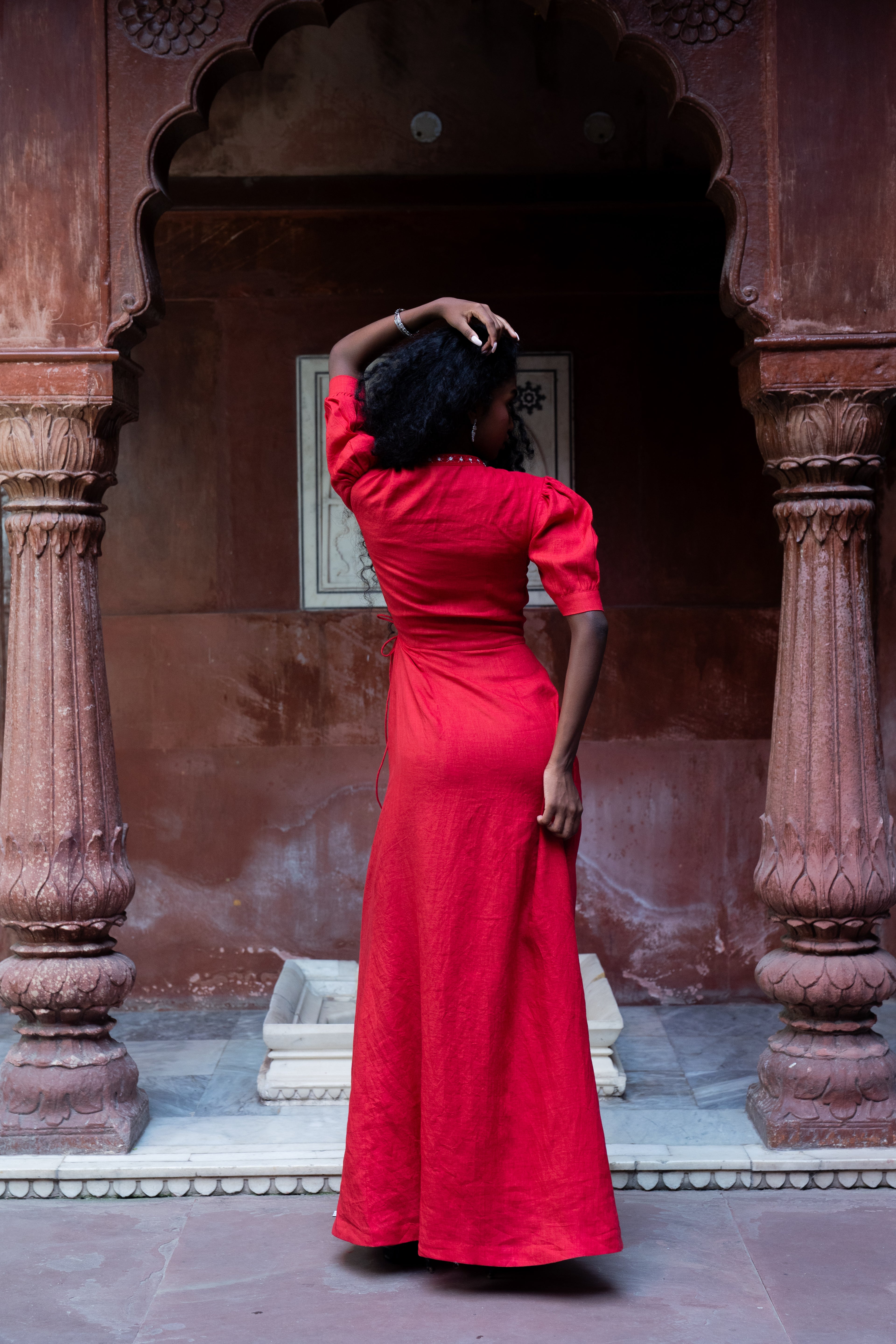 Rising Red Angrakha Dress