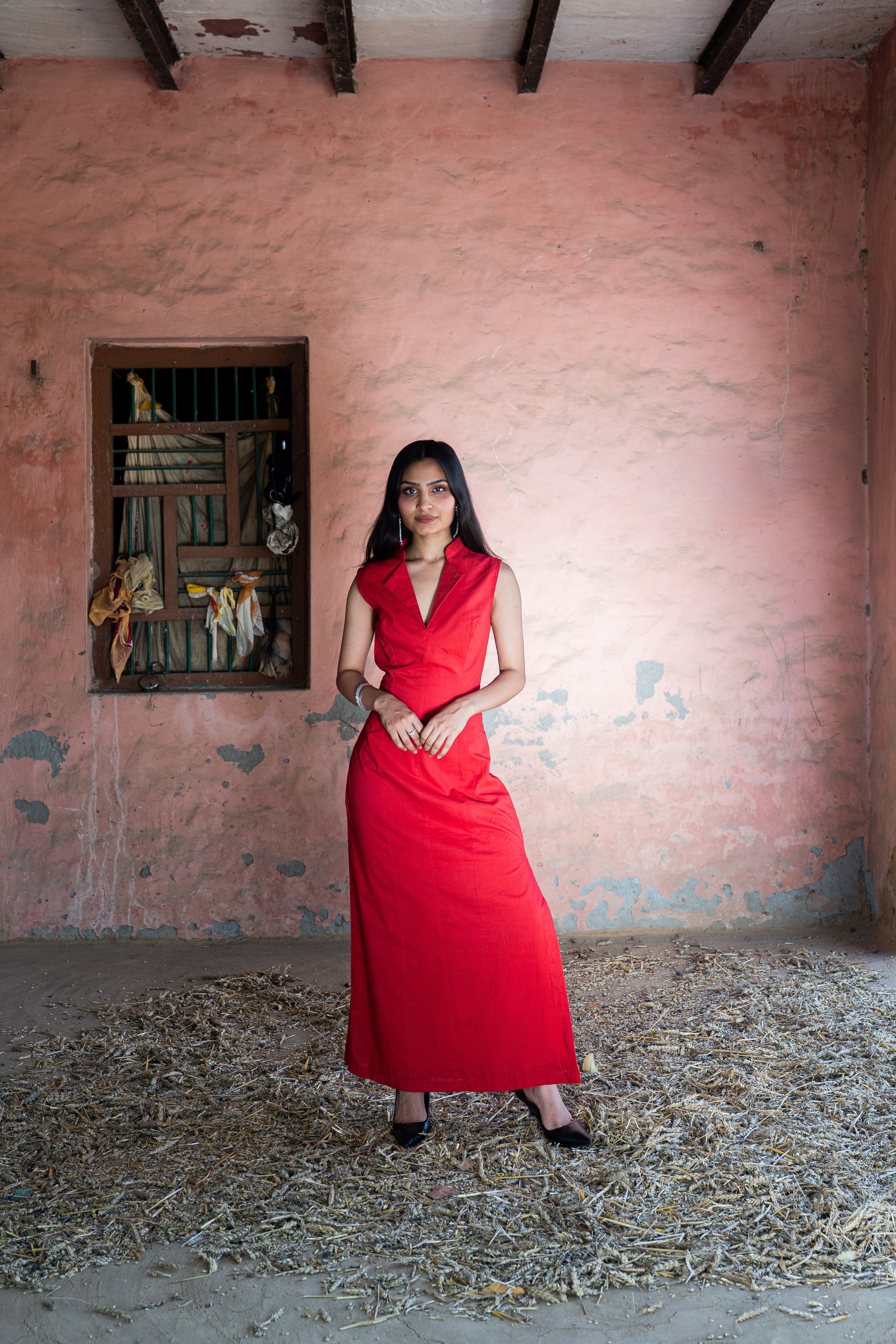 Red Column Dress