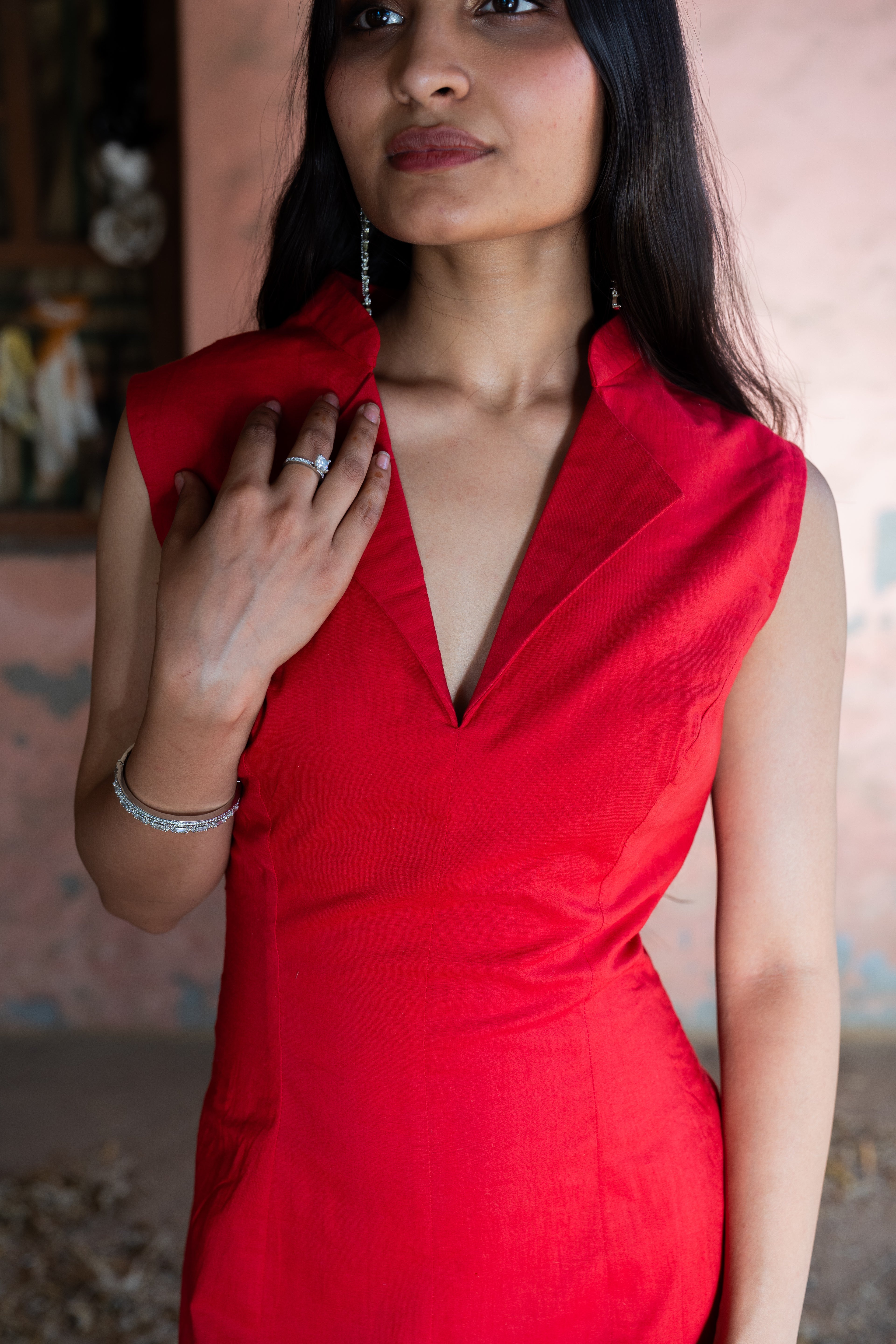 Red Column Dress
