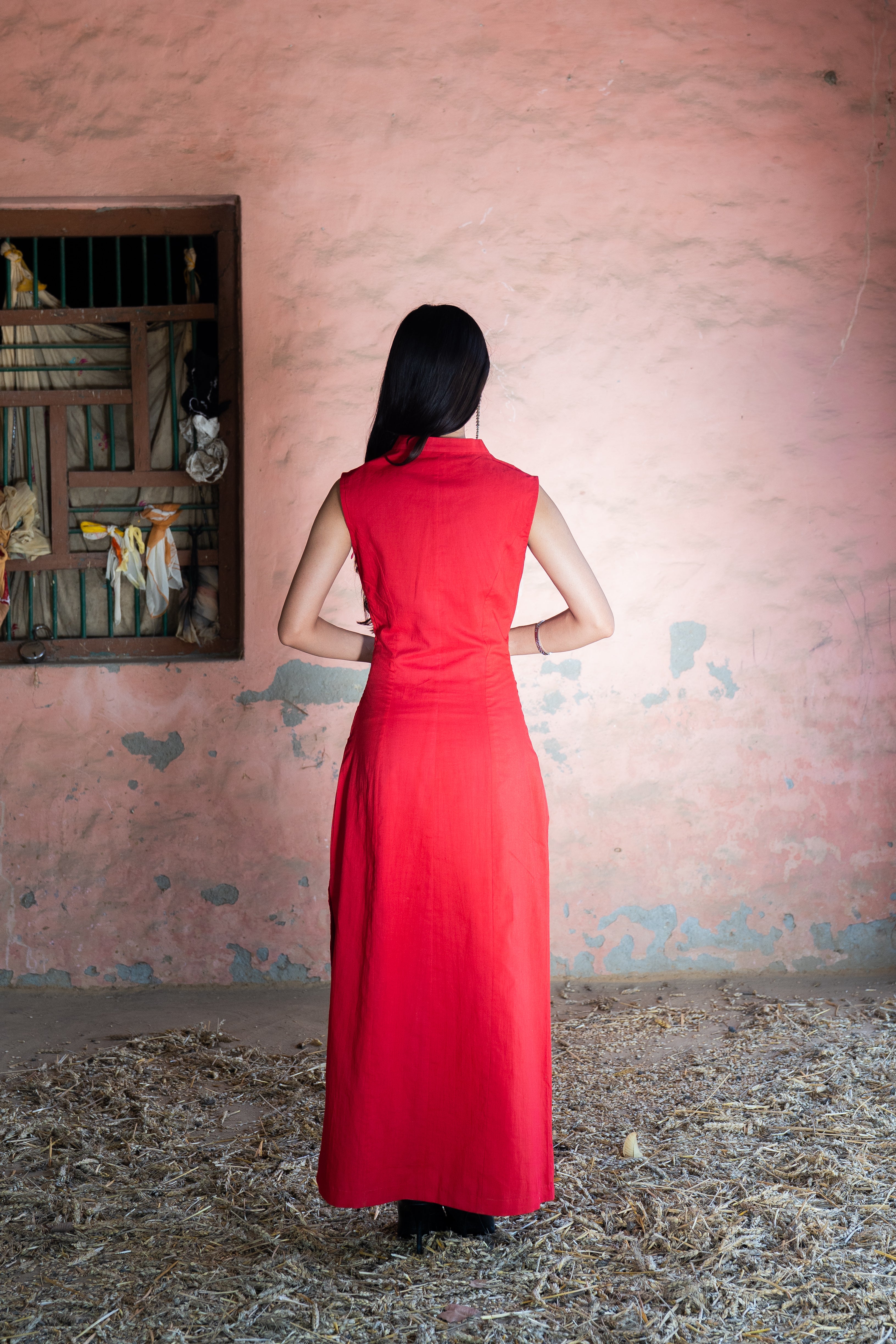 Red Column Dress