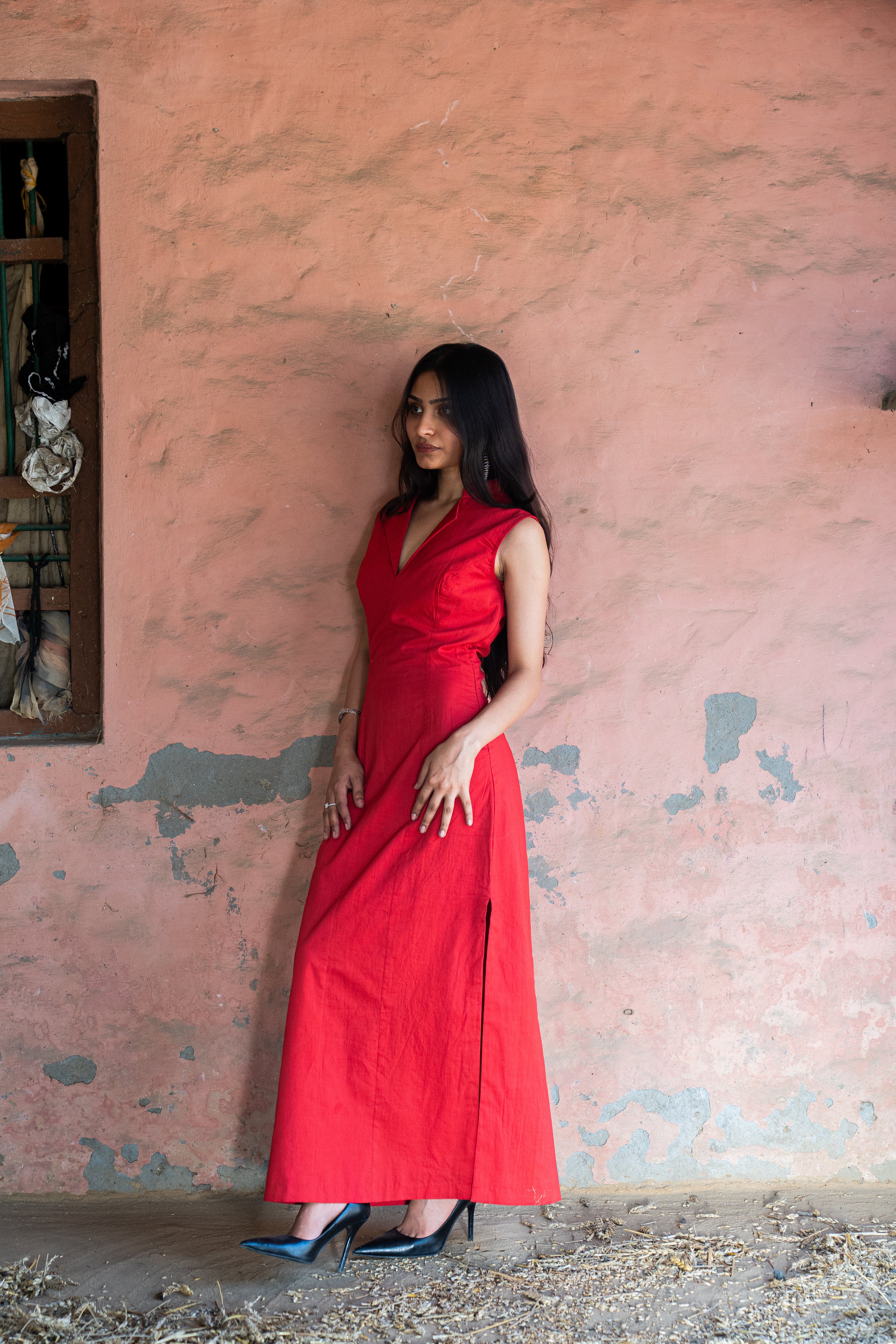 Red Column Dress