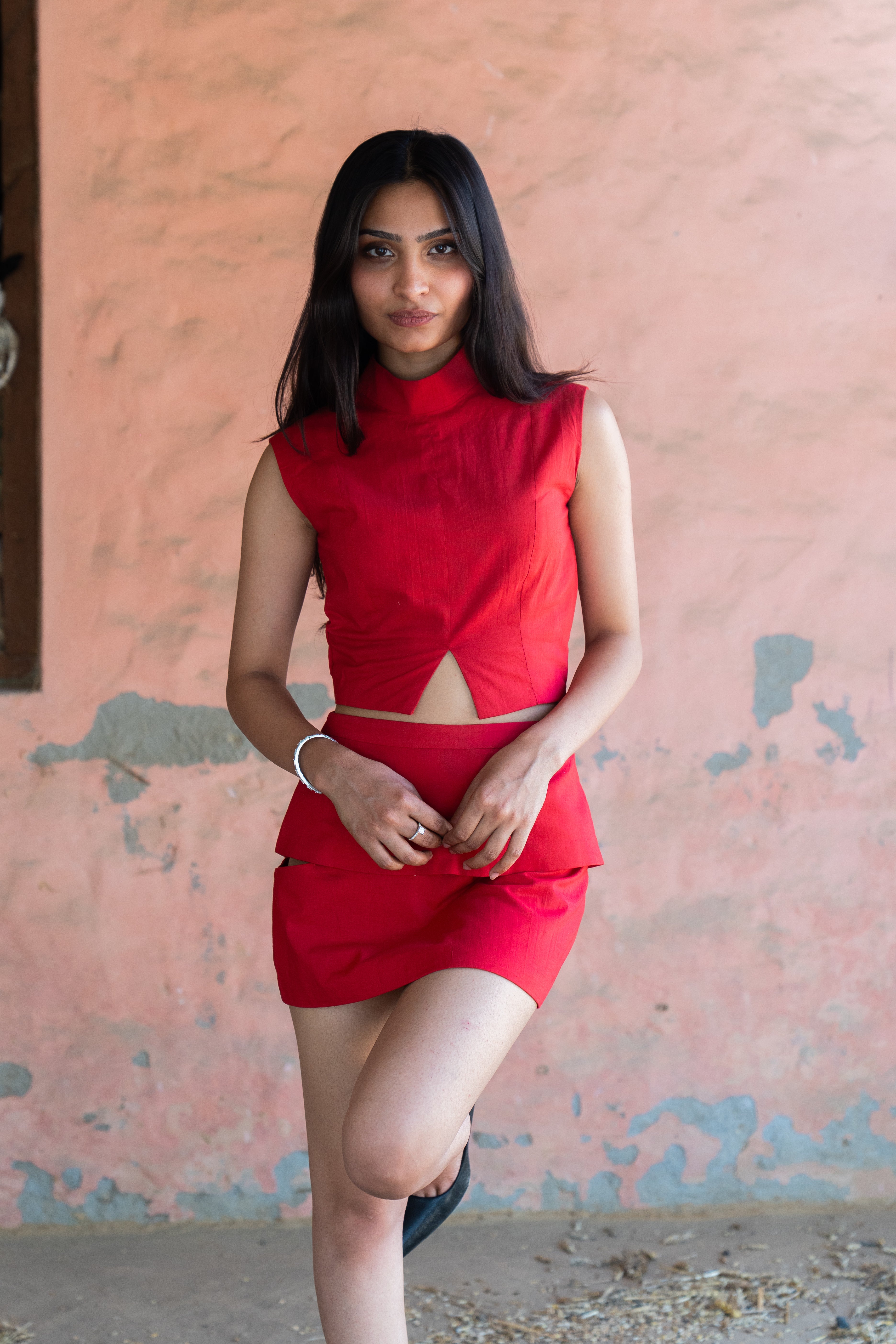 Red Structured Top
