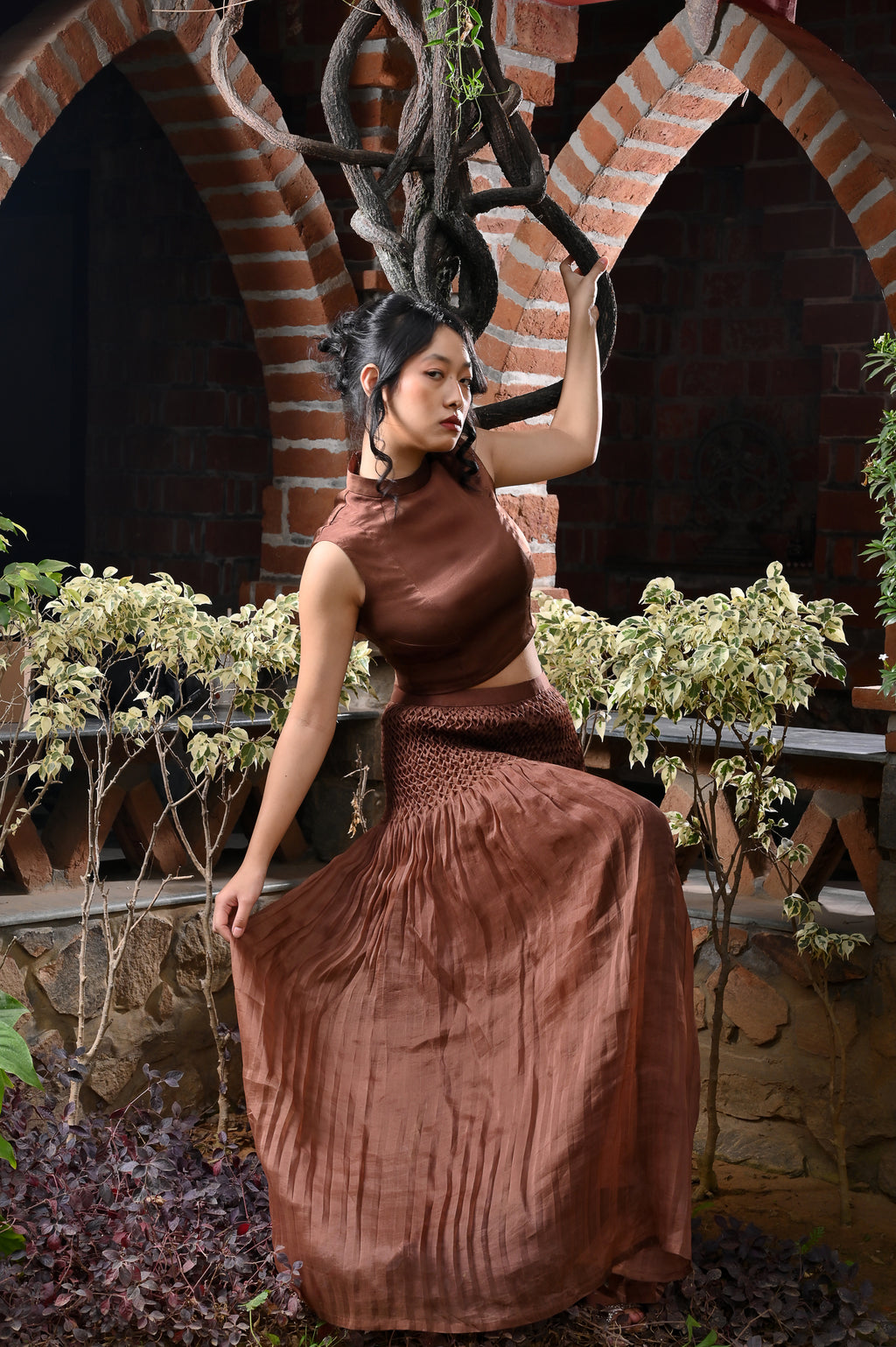 textured maxi skirt handcrafted limited edition luxury