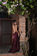 handcrafted silk eveningwear gown open back