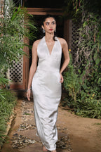 pure satin eveningwear sleek column silhouette