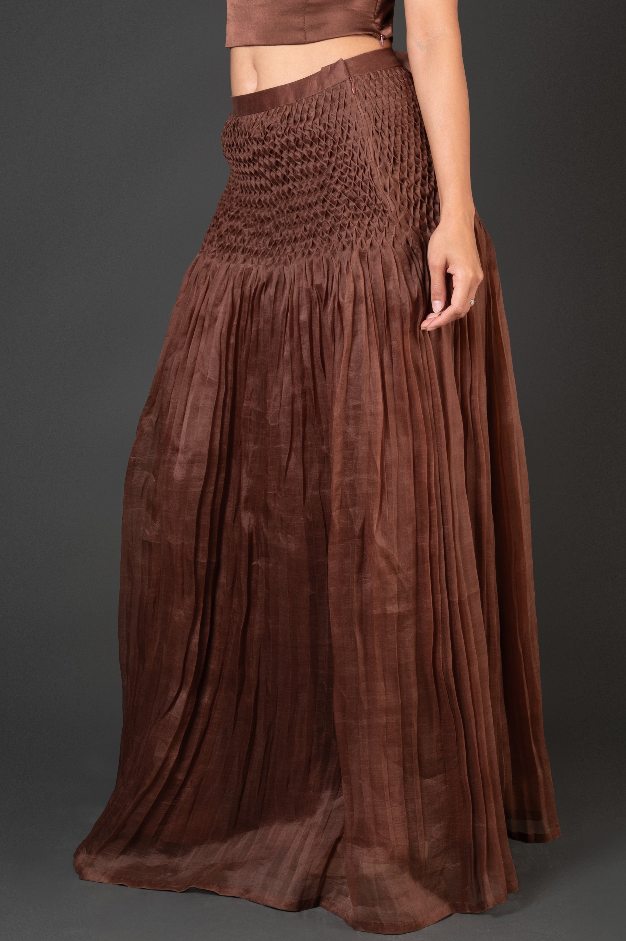 high waist mocha skirt minimal contemporary fashion india