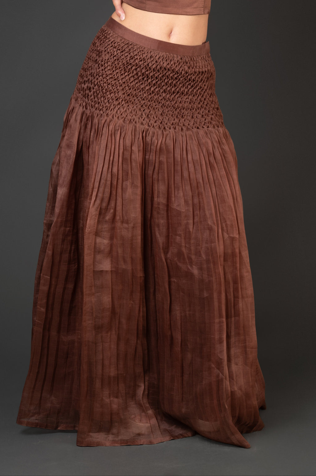 high waist mocha skirt minimal contemporary fashion india