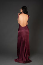 handcrafted silk eveningwear gown open back