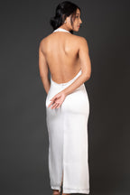 handcrafted satin halter dress premium fashion