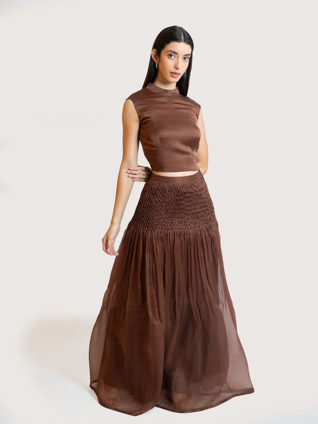 Mocha Textured Maxi Skirt