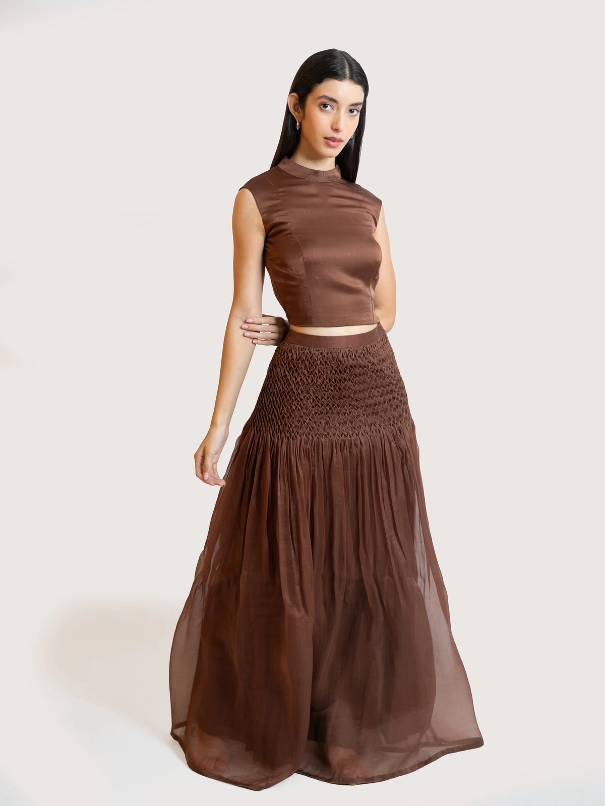 Mocha Textured Maxi Skirt
