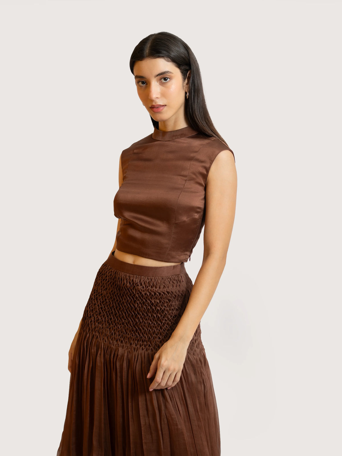 Mocha Textured Maxi Skirt
