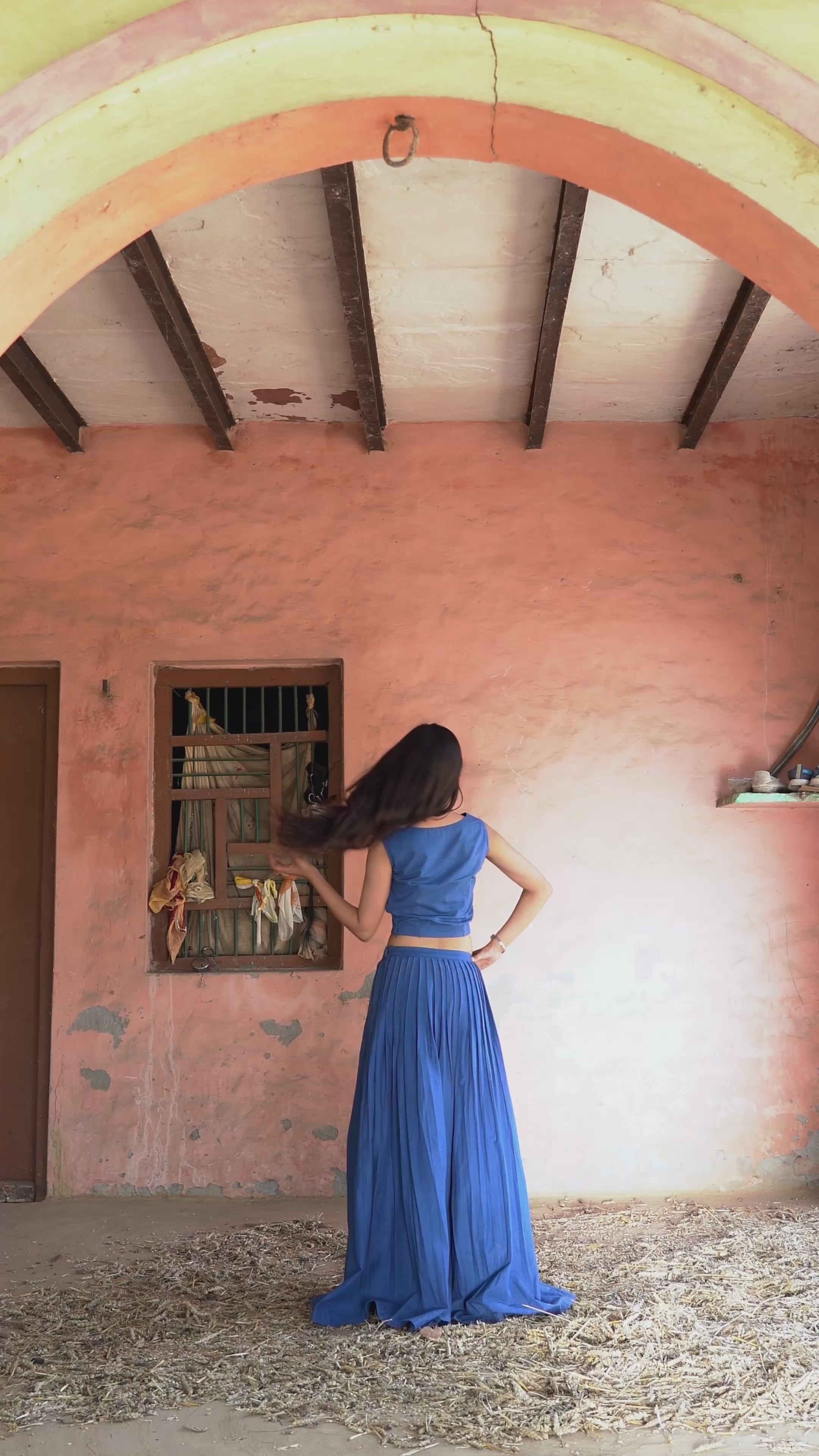 Blue Pleated Skirt