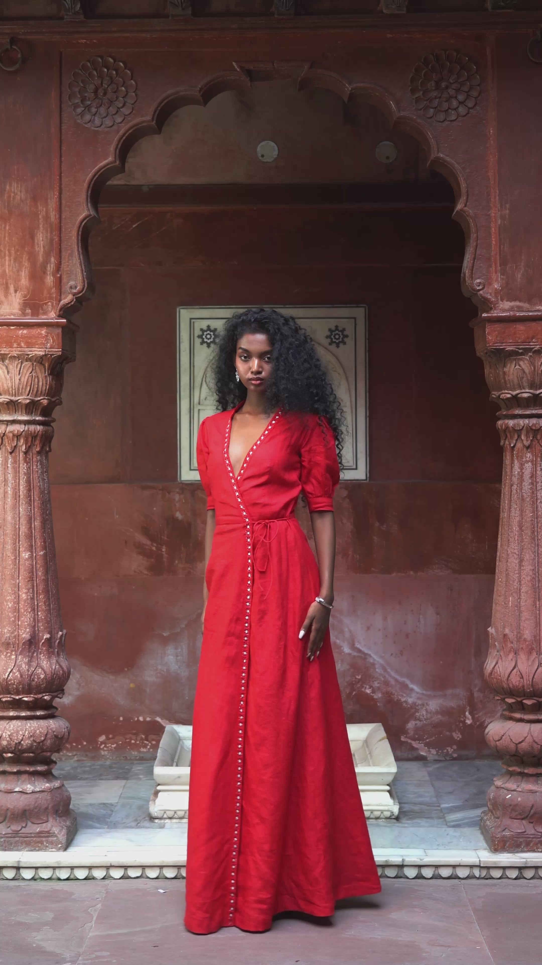 Rising Red Angrakha Dress