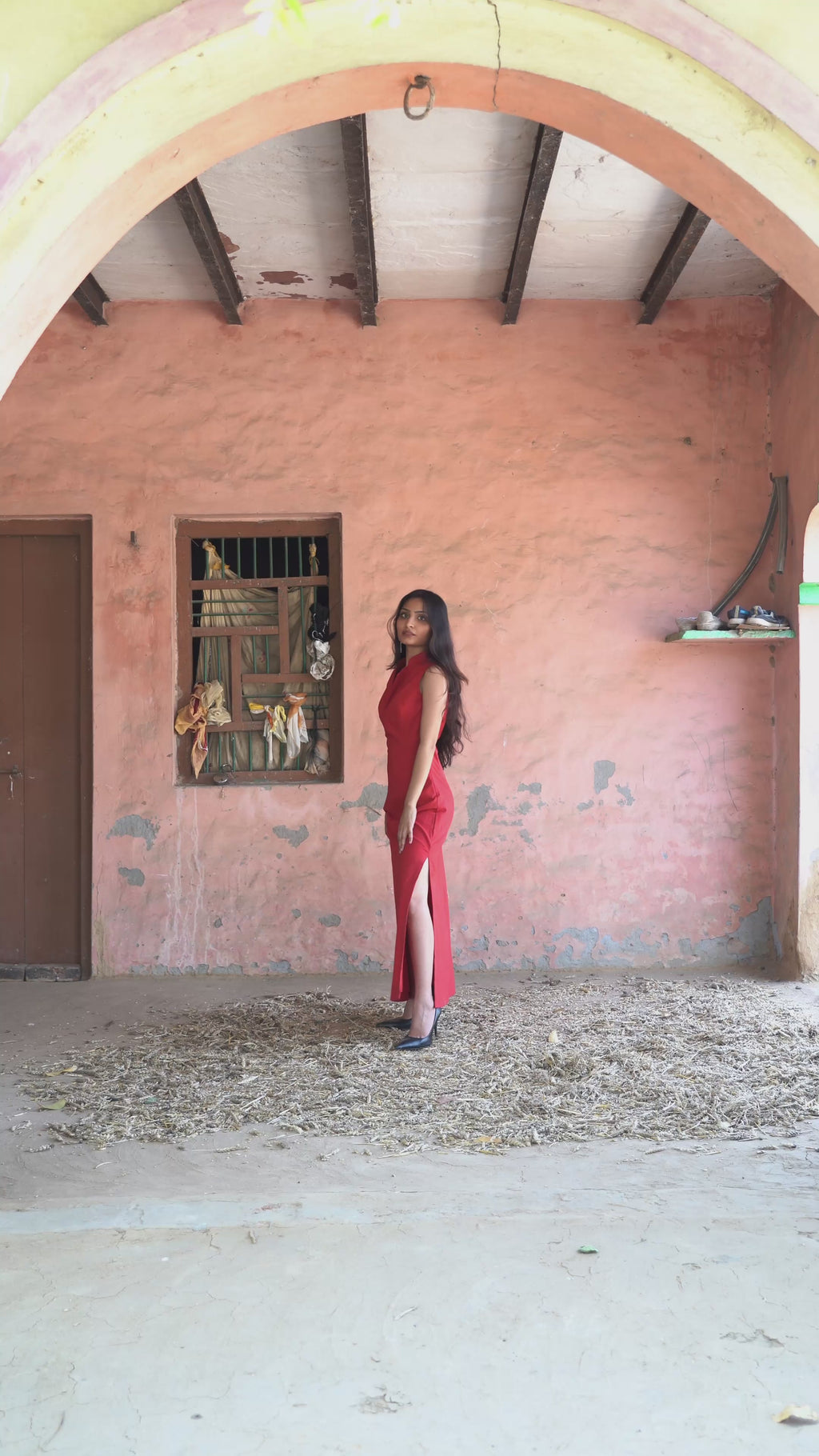Red Column Dress