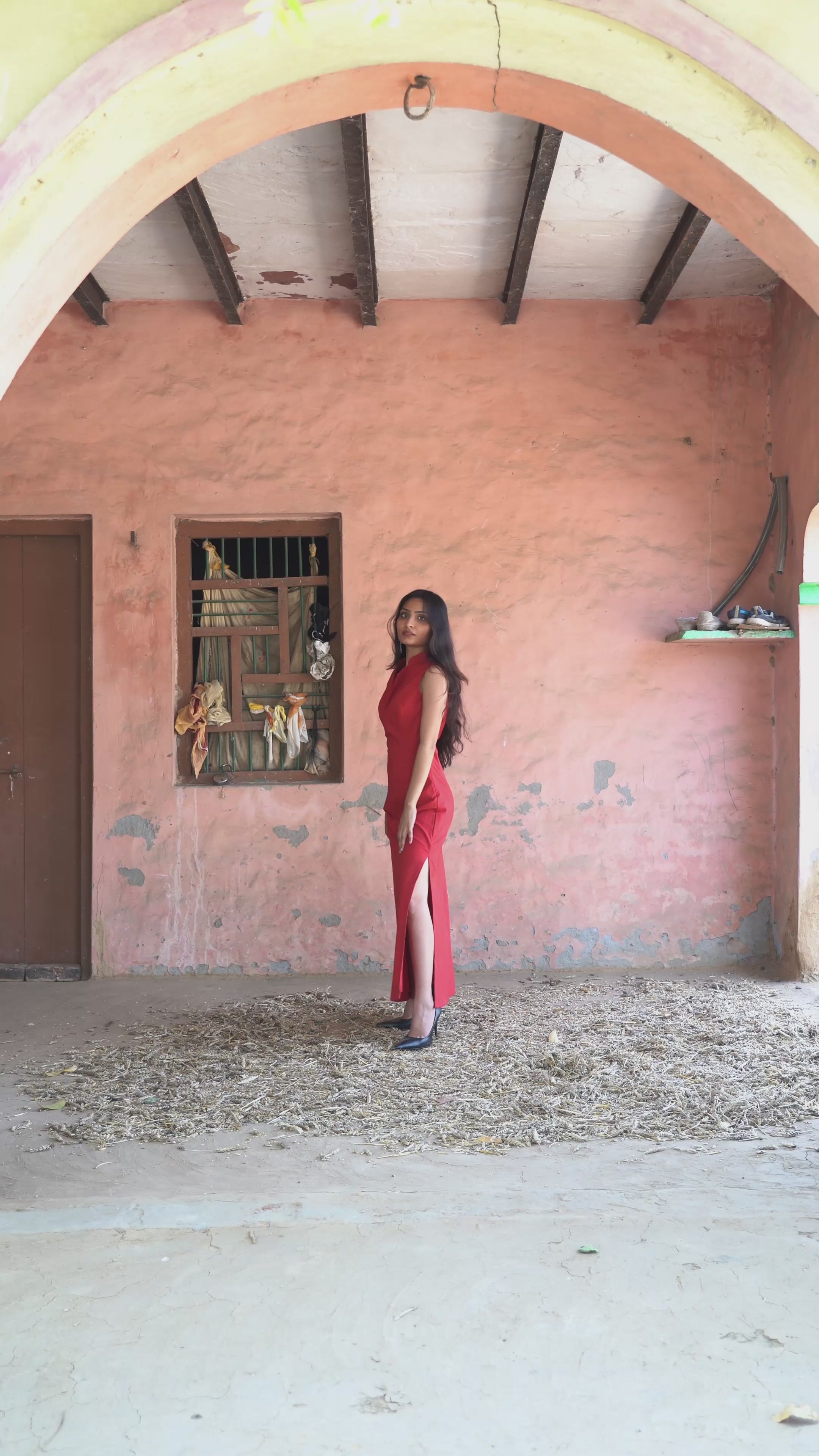 Red Column Dress